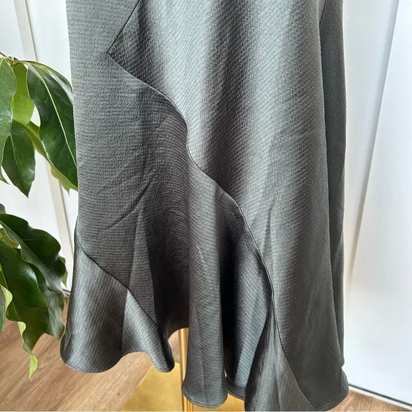 Club Monaco Olive Satin Slip Dress - Picture 4 of 8